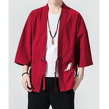 Áo khoác kimono haori happi hạc thêu