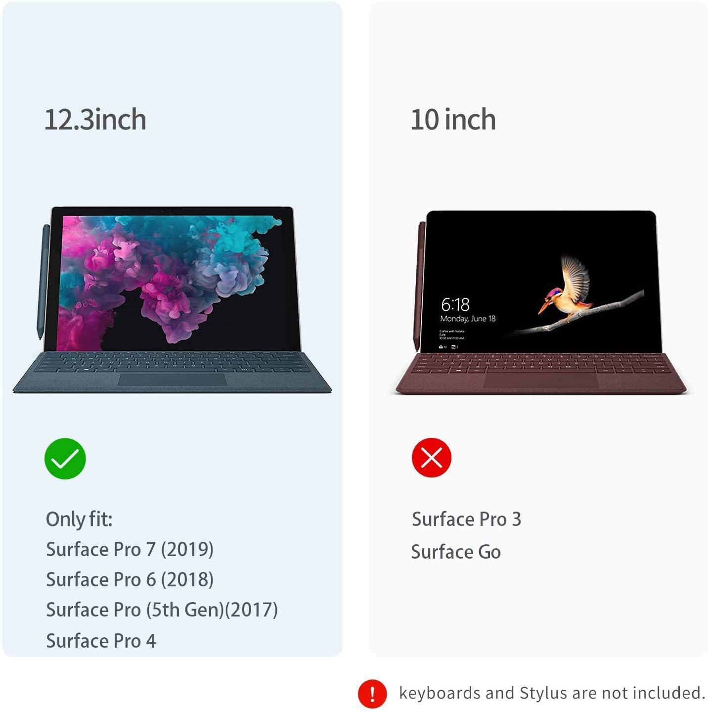 Vỏ cho Microsoft Surface Pro 6 / 5 /4 Máy tính bảng 12,3 inch Nhiều góc xem Danh mục đầu tư Loại kinh doanh Bàn phím bìa