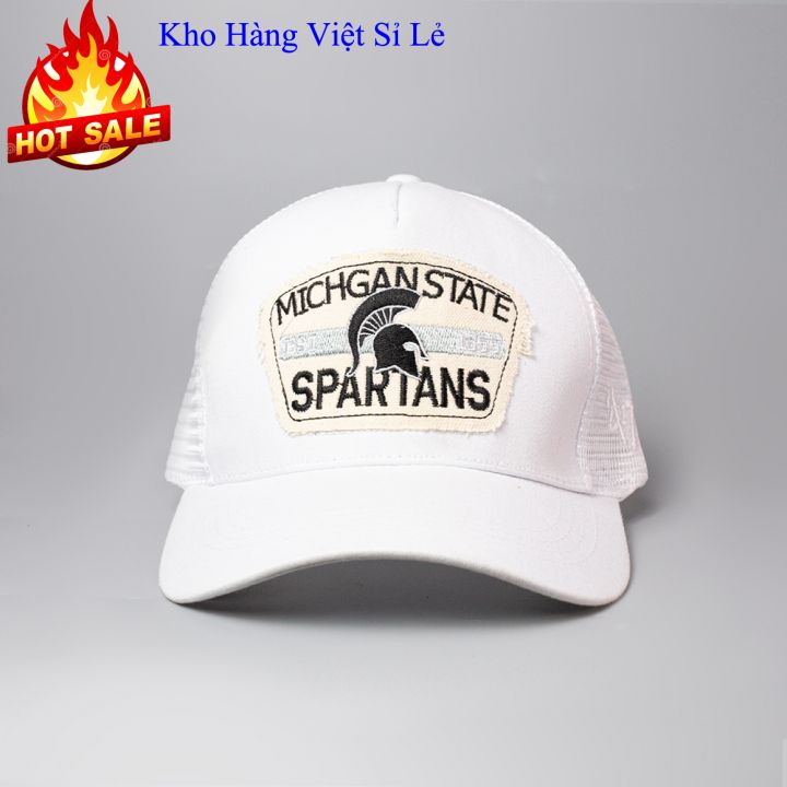 Nón Kết Phối Lưới ♥️FREESHIP♥️ Mũ Lưỡi Trai Thời Trang US SPARTANS Màu Trắng Đen Dành Cho Nam Nữ