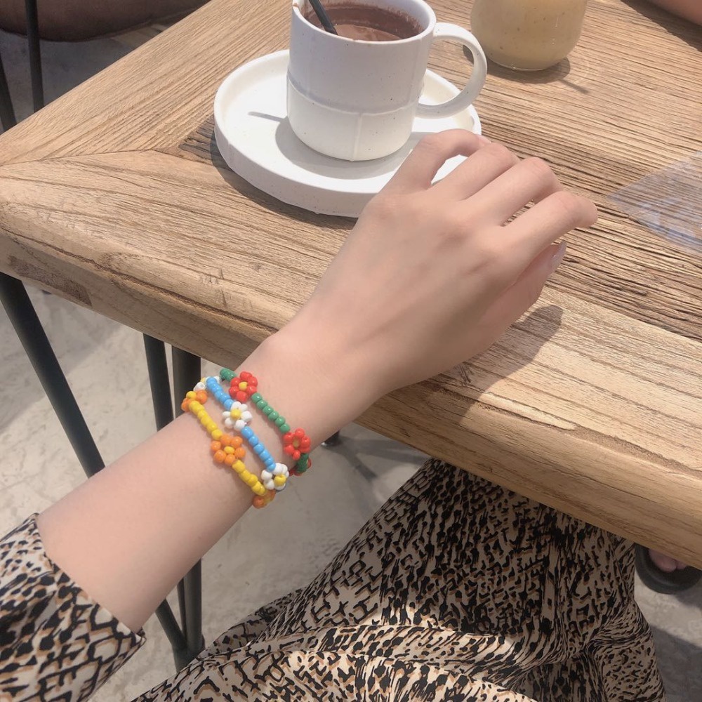 IF ME Vòng tay chuỗi hạt hình bông hoa phong cách Hàn Quốc thời trang cho nữ