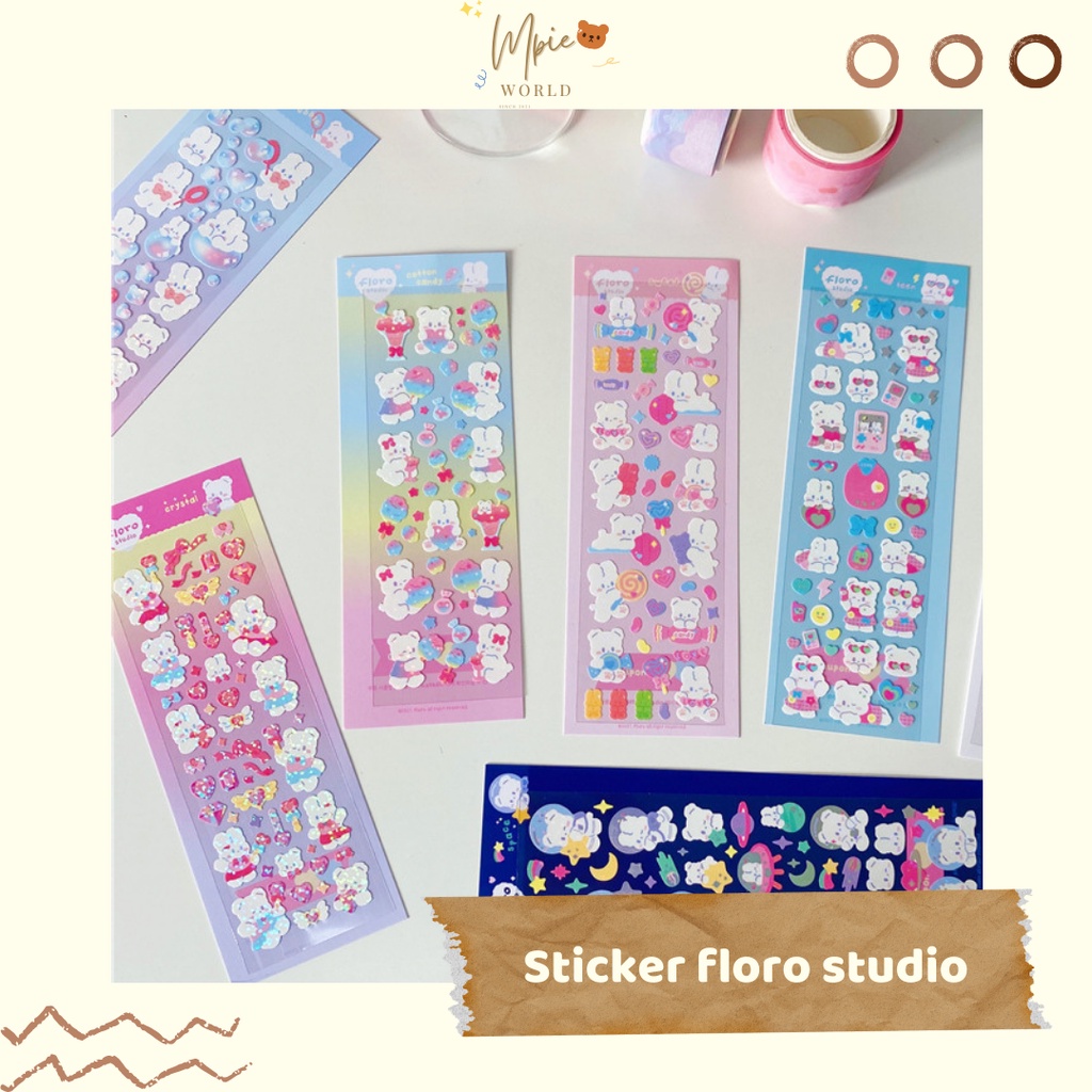 Sticker phong cách Hàn Quốc floro dễ thương trang trí sổ tay
