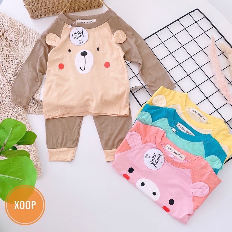 BỘ DÀI TAY MINKY CHẤT THUN LẠNH CÓ TAI HOẠ TIẾT HEO CÁO