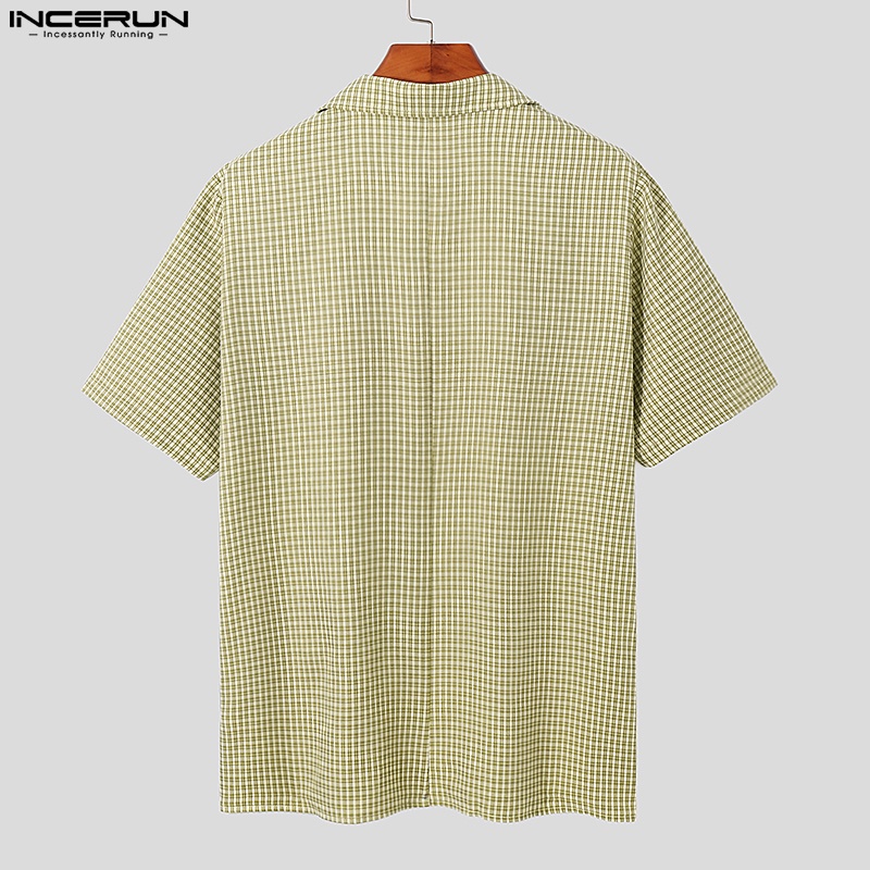 INCERUN Áo Thun Tay Ngắn Cài Nút Thiết Kế Đơn Giản Thời Trang Cho Nam