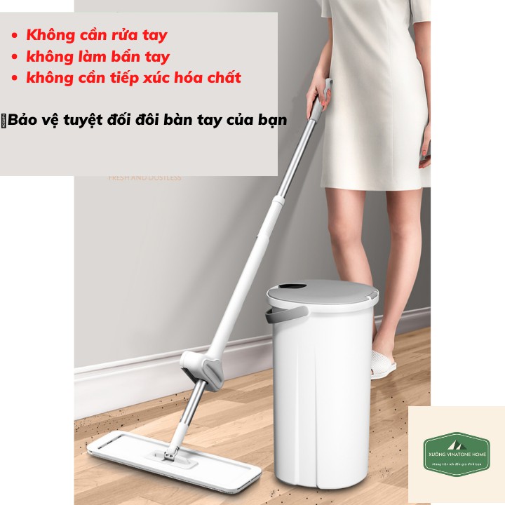 [HÀNG CÓ SẴN] Cây lau nhà Wanben tự vắt  chổi lau nhà đầu xoay 360 độ tiện lợi vệ sinh nhà cửa 👉👉 Tặng kèm một bông lau