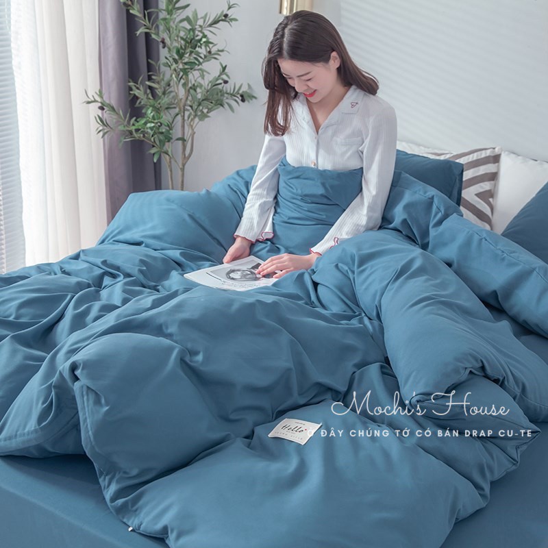 BỘ CHĂN GA GỐI COTTON HÀN QUỐC TICI MÀU XANH DƯƠNG