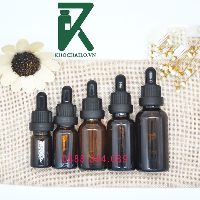 Chai thủy tinh,tinh dầu,serum nâu khoen đen sọc vân đứng,khoen đen bóng ống thủy tinh 5ml,10ml,15ml,20ml,30ml,50ml,100ml