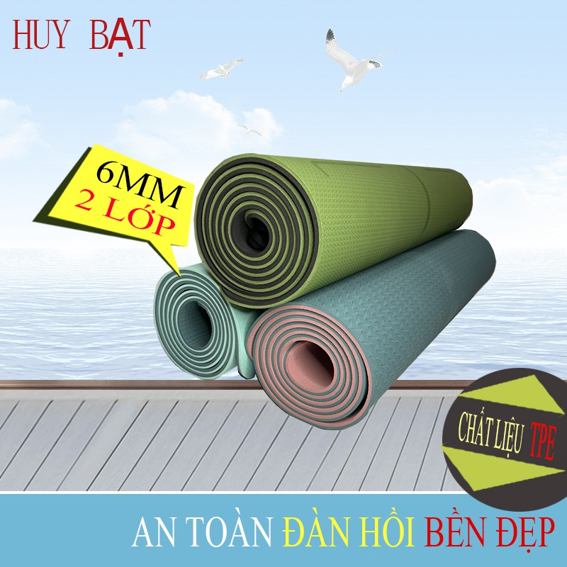 Thảm Tập Gym Huy Bạt 8mm 2 Lớp Chất Liệu Thảm Tập Chịu Lực Chống Lún Phù Hợp Cho Các Động Tác Mạnh Kích Thước 183x61cm