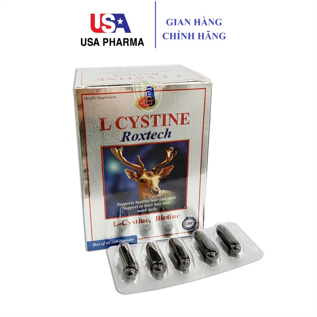 L-Cystine Roxtech bổ sung biotin khỏe tóc, mọc tóc nhanh, giảm gãy rụng tóc - 60 viên