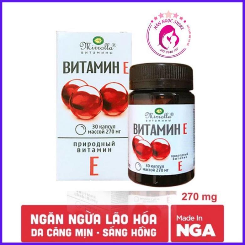 Vitamin E đỏ 270mg Nga, uống đẹp  da , giảm nám tàn nhang hộp 30 viên