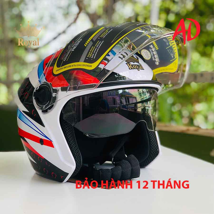 Mũ bảo hiểm 3/4 Royal M268 có 2 kính chính hãng Dragon boy, freeship toàn quốc