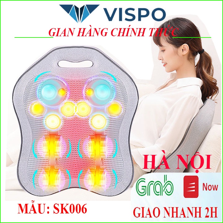 Máy mát xa Cổ Vai Gáy 8 Bi Hồng Ngoại Đa Năng, Gối mát xa Lưng Hiệu Vispo - Bảo hành 12 tháng
