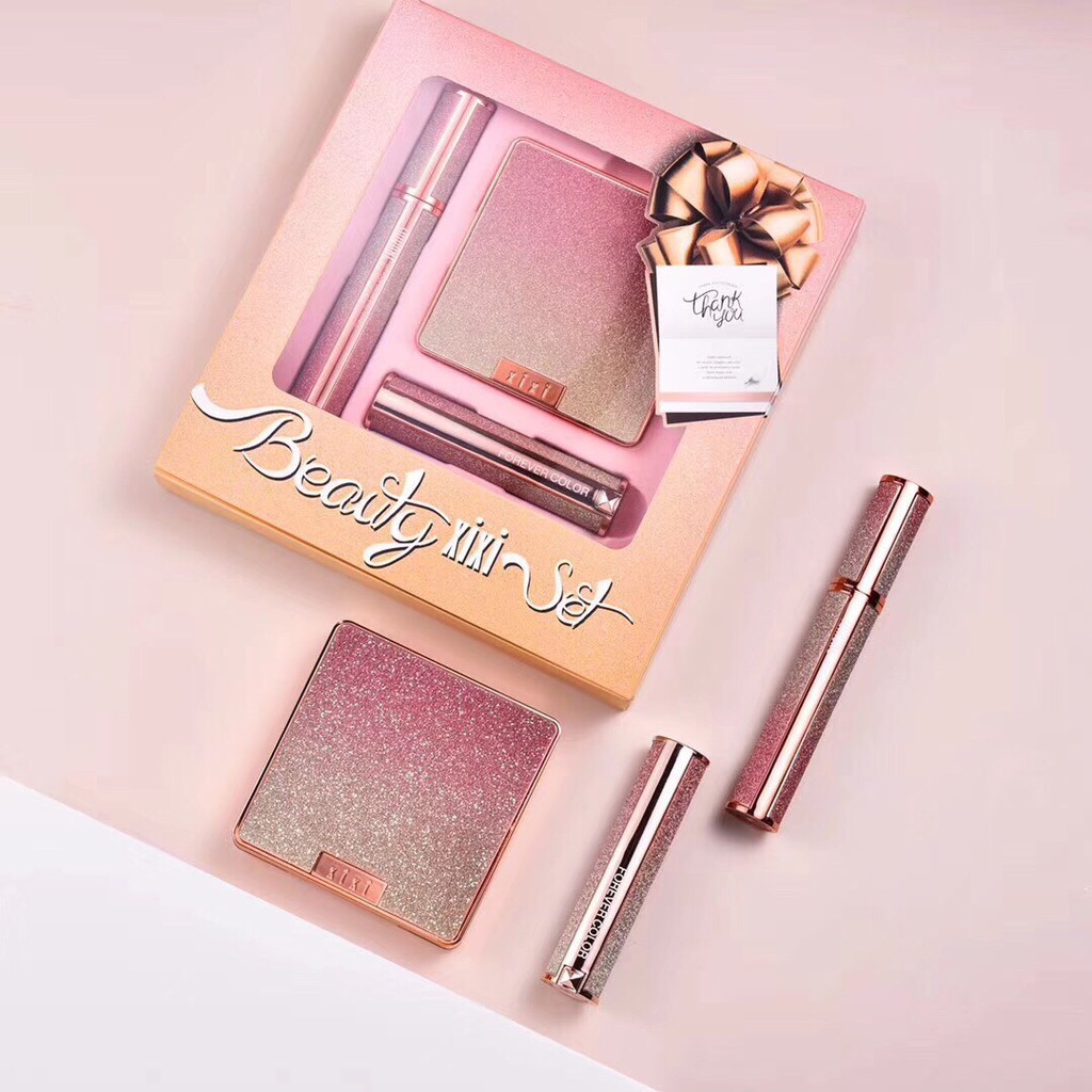 Set 3 món Bảng phấn mắt-Son lì-Mascara BEAUTY XIXI nội địa Trung | BigBuy360 - bigbuy360.vn