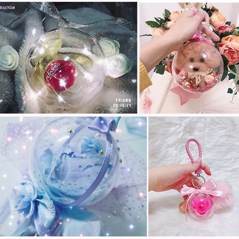Bộ 15 cặp 30 quả châu nhựa trong suốt trang trí cây thông Noel