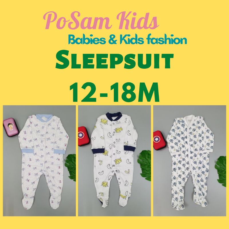 (Chọn mẫu)(Size 12-18M) Body Sleepsuit, Bodysuit dài tay liền tất vớ cho bé trai bé gái, hàng xuất xịn-PoSam Kids.