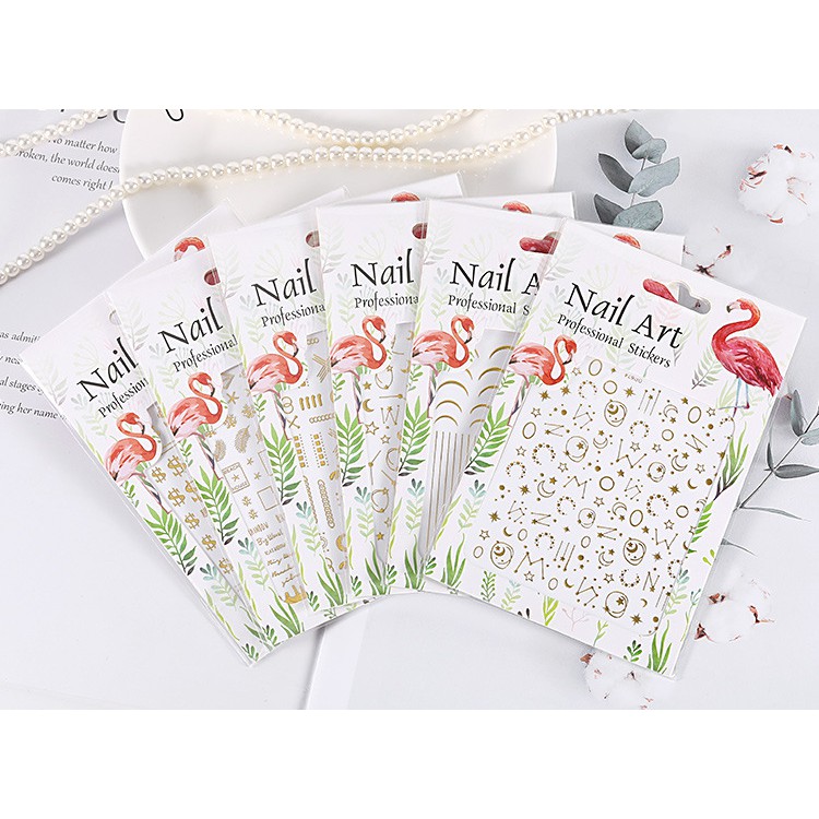 [Hàng mới về] Nhãn dán trang trí móng tay hình ngôi sao và mặt trăng 3D màu vàng kim phong cách Nhật Bản độc đáo