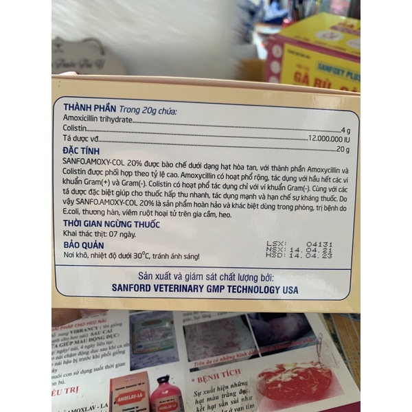 20g Amox coli 20% - ecoli , thương hàn, viêm ruột trên gà, vịt, ngan, chim cút, heo