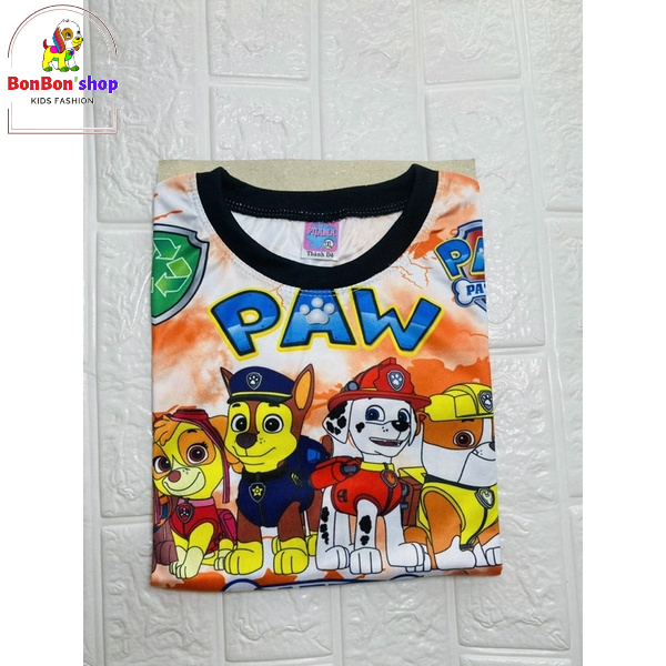Đồ bộ bé trai, đồ bộ bé gái cộc tay chất 3d in hình Chó Cứu Hộ từ 3 tuổi đến 7 tuổi