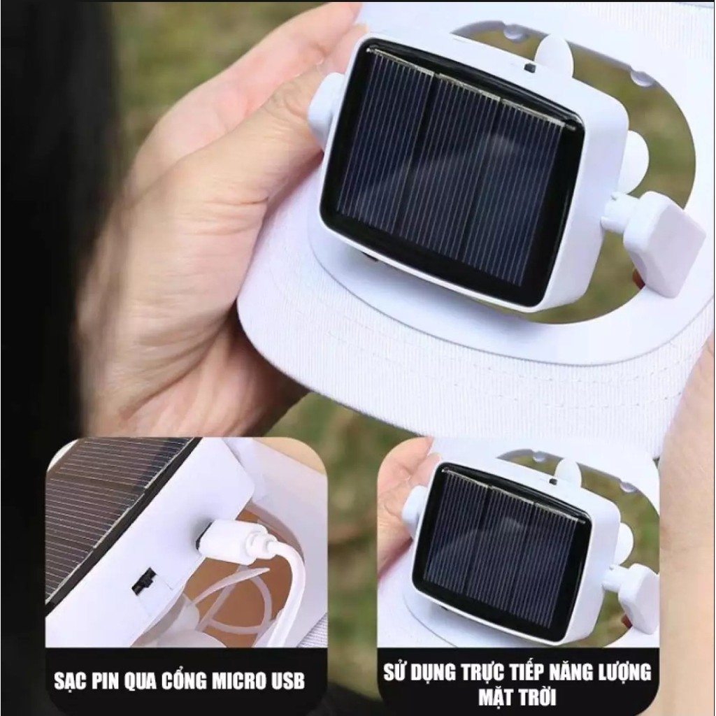 Mũ Kiêm Quạt Làm Mát Có Pin Năng Lượng Mặt Trời
