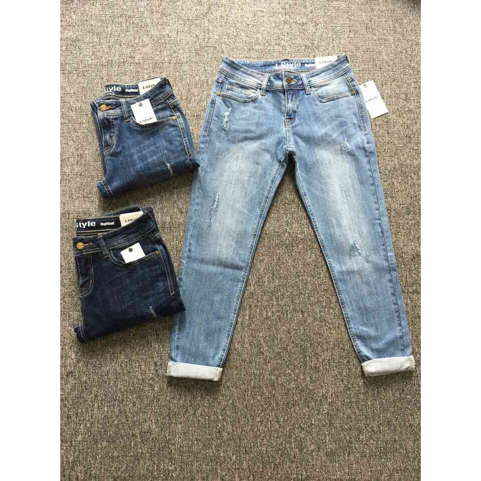 Quần Jeans Nữ Boyfriend trơn