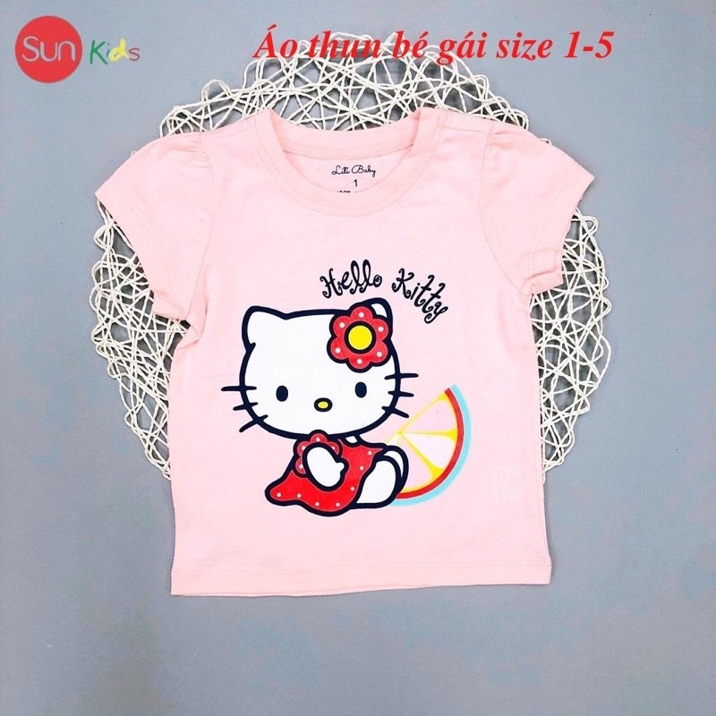 Áo thun cho bé gái, áo phông bé gái chất cotton mềm mát, size 1 - 5 tuổi - SUNKIDS1