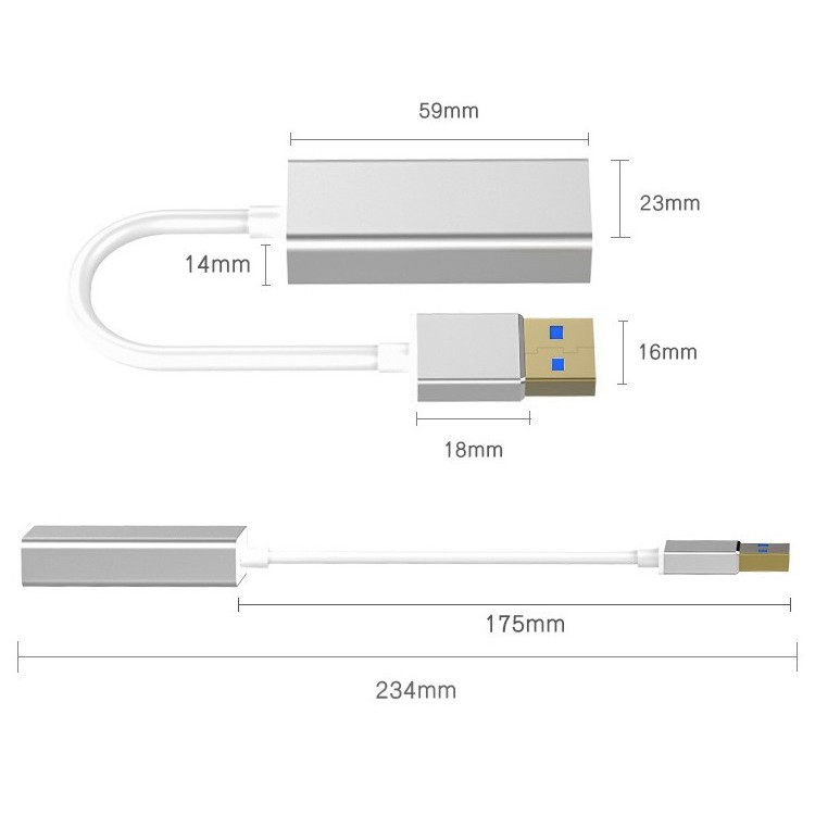 Cáp USB 3.0 to Lan Gigabit vỏ nhôm cao cấp