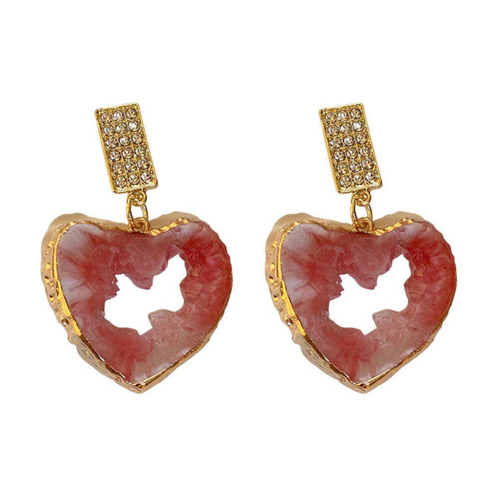 Nhựa Resin VANES1|Bông Tai Hình Giọt Nước Màu Hồng Ngọt Ngào|Khuyên Tai Dáng Dài Phong Cách Hàn Quốc Cho Nữ