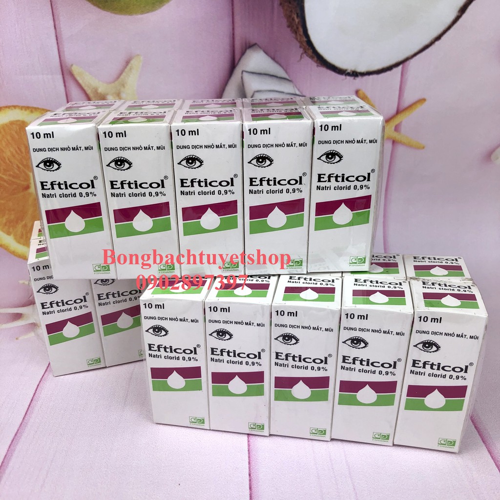 10 chai Nước muối sinh lý Efticol atri clorid 0,9% vệ sinh mắt mũi 10ml/ chai ( lốc 10 chai )