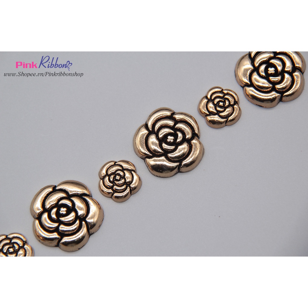 Charm hoa hồng biểu tượng Ch@N€L mạ xi vàng cao cấp