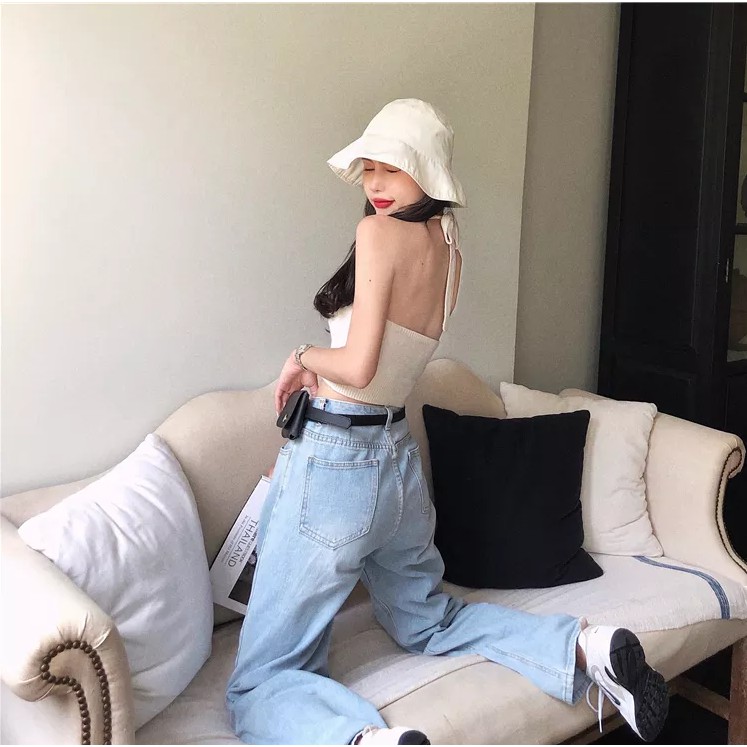 Áo hai dây dệt kim cổ chữ u gợi cảm màu kẹo phong cách retro hàn quốc | BigBuy360 - bigbuy360.vn