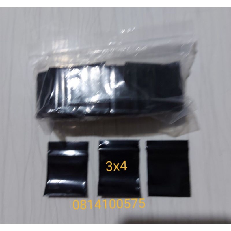 Túi zip mini hai mặt màu ĐEN kt 3x4, bịch 100 Cái