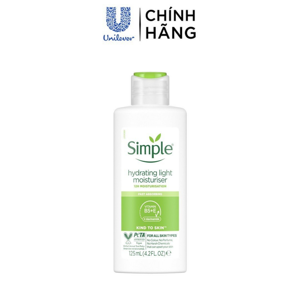  Sữa dưỡng ẩm Simple dịu nhẹ cấp ẩm tới 12giờ 125ml 