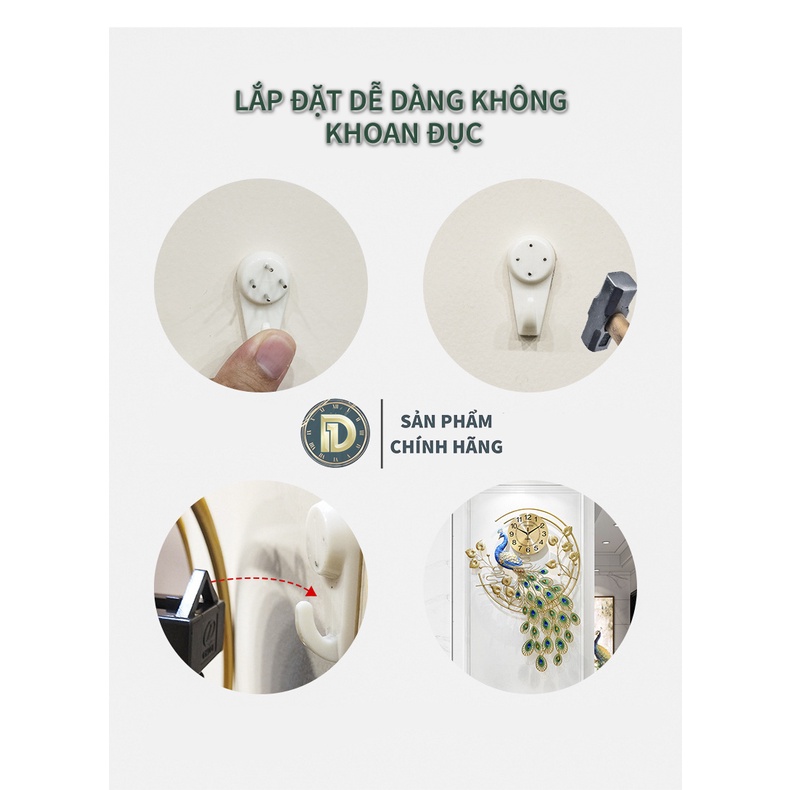 Đồng Hồ Treo Tường Con Chim Công Tài Lộc Chính Hãng D1 Home Kim Trôi Trang Trí Tường Decor - 78