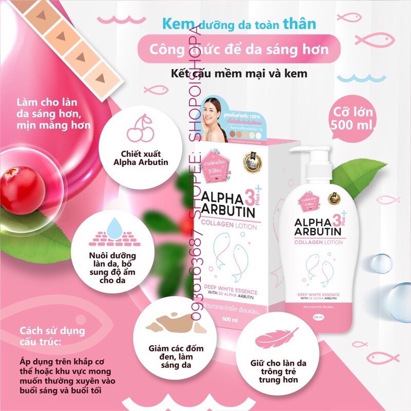 Combo 6 chai Lotion ALPHA ARBUTIN 3PLUS DƯỠNG TRẮNG CHỐNG NẮNG