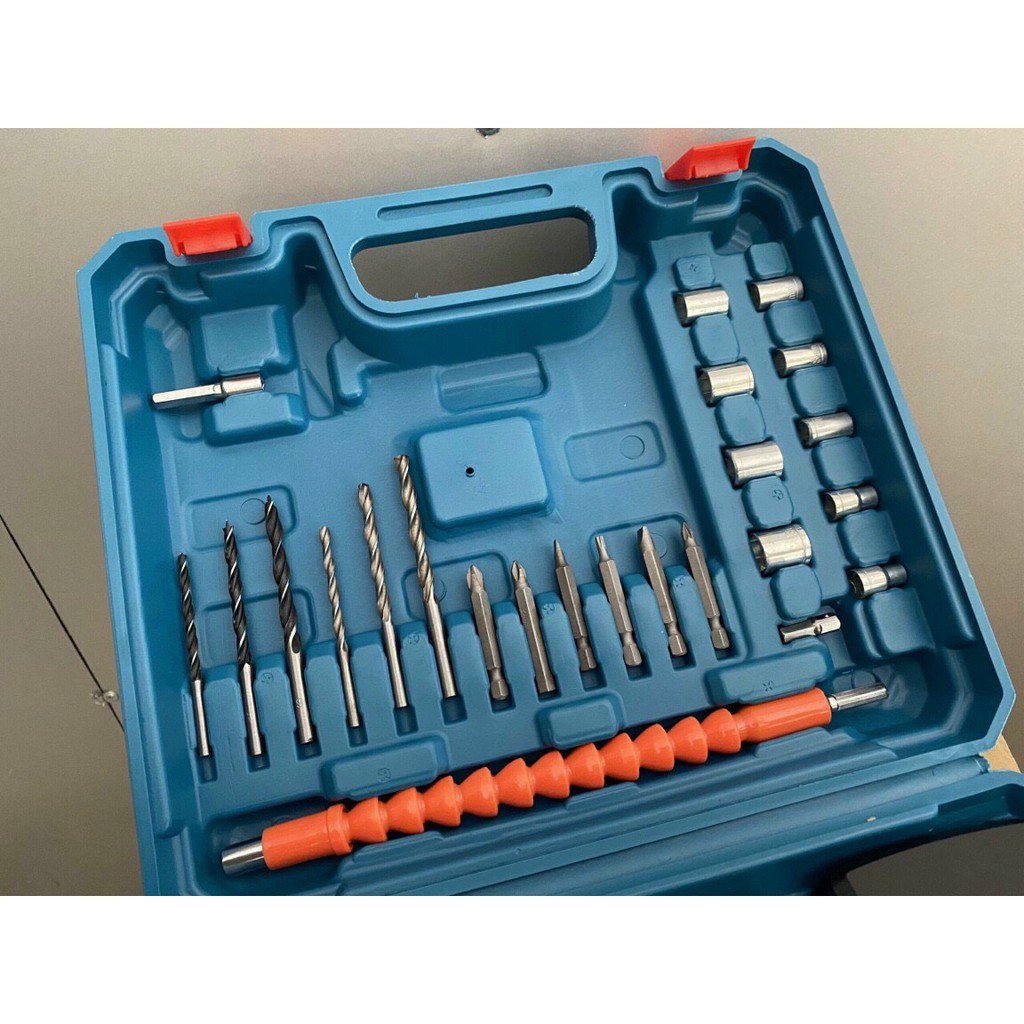 Máy khoan Pin Makita 72V 3 chức năng có búa - Tặng kèm 24 chi tiết gồm các mũi khoan + Mũi bắt vít