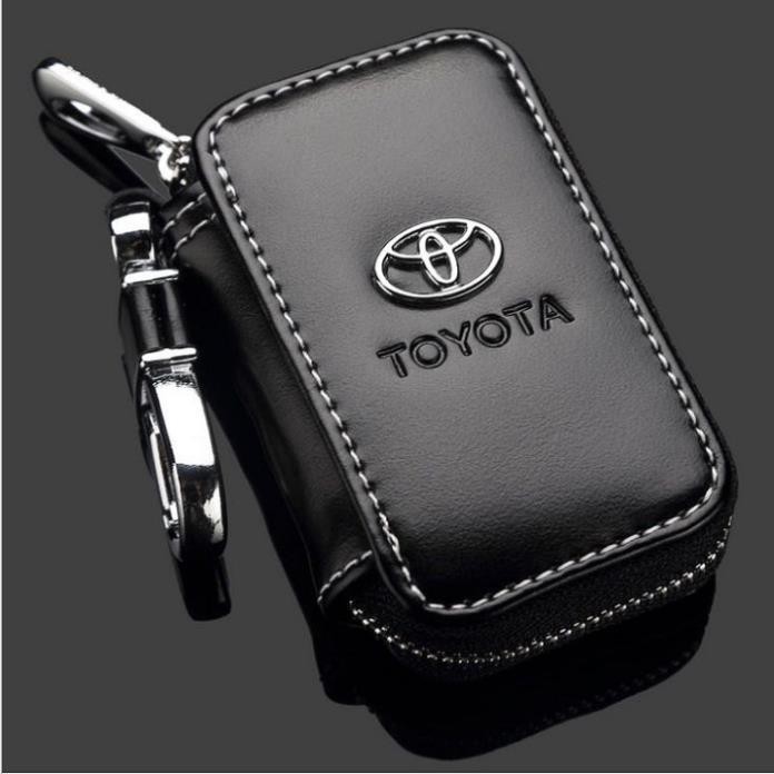 Ví da móc khóa đựng chìa khóa logo xe TOYOTA ví bọc da cao cấp sang trọng phù hợp với mọi dòng xe vỏ chìa khóa bọc da