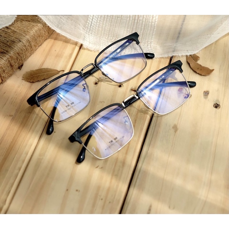Gọng kính dáng vuông cắt vành nhựa dẻo cho nam nữ - 2723