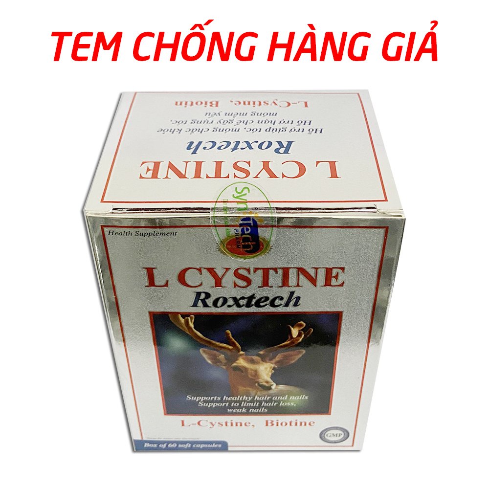 Viên uống L-Cystine, Biotin, giúp khỏe tóc, mọc tóc, giảm gãy rụng tóc - Hộp 60 viên [L-Cystine Roxtech Đen]