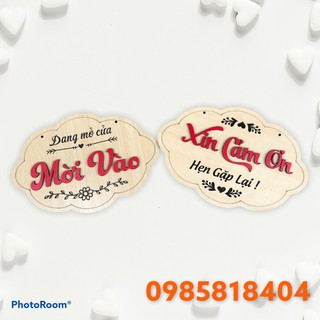 Bảng gỗ - mời vào - xin cảm ơn