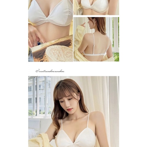 Áo bra Áo lót nữ bralette satin trơn mịn có khóa cài sau quyến rũ pasana0076