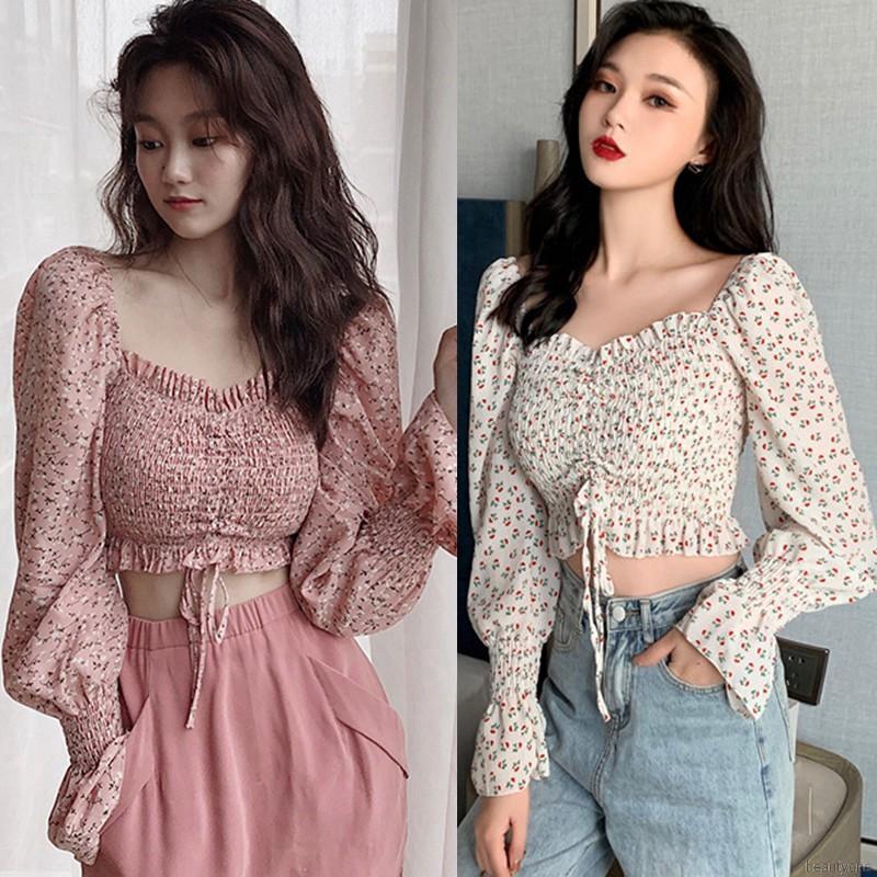 Áo Croptop Chất Chiffon Hoạ Tiết Hoa Nữ Tính | BigBuy360 - bigbuy360.vn