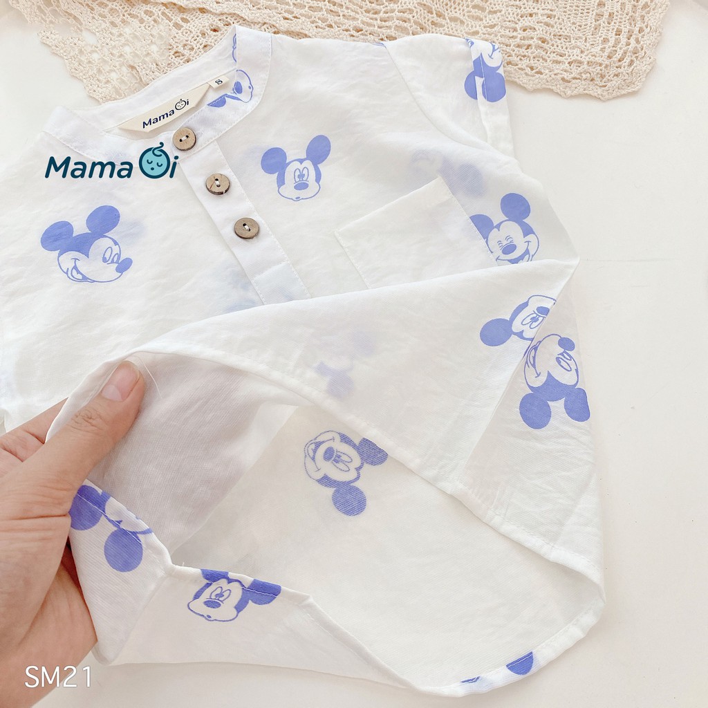 Áo sơ mi bé trai bé gái 2 màu dễ thương chất vải đũi mềm mịn cho bé từ 0-3 tuổi của Mama Ơi - Thời trang cho bé