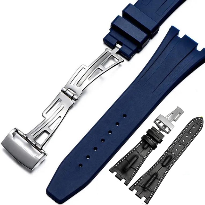 Khóa Gài 18mm Dạng Gập Cho AP GA2100 Dây Đeo Đồng Hồ Bằng Da Cao Su Màu Bạc/Đen/Vàng Hồng