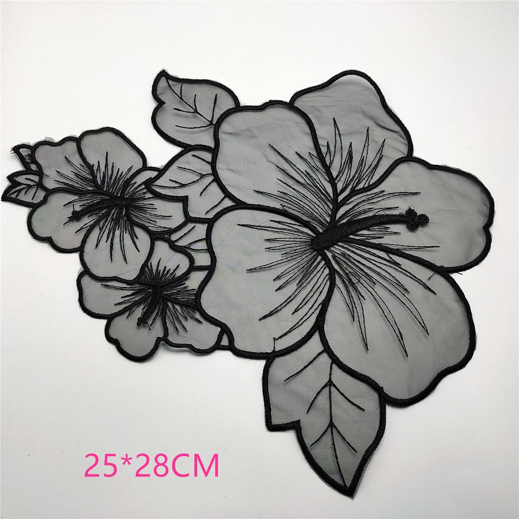 Miếng Dán Vải Lụa Phối Ren Hoa Trang Trí Quần Áo diy