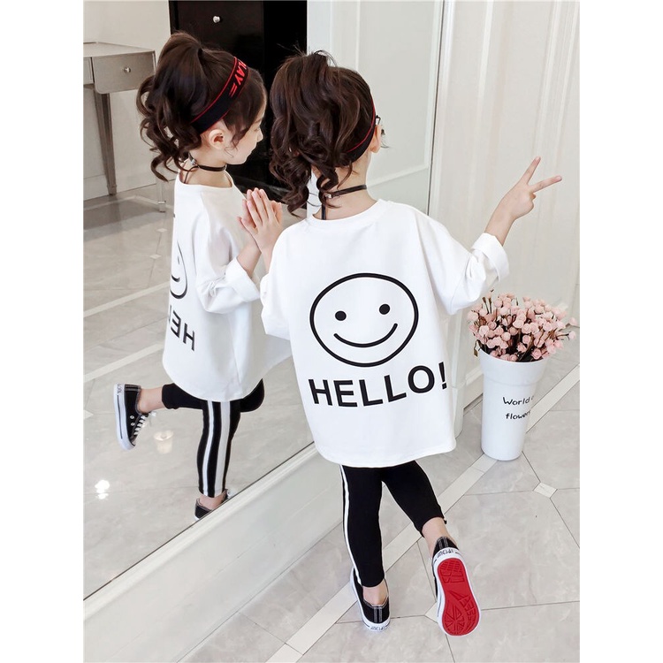 Áo Thun Tay Dài Phong Cách Phương Tây Thời Trang Xuân Thu 2021 Dành Cho Bé Gái