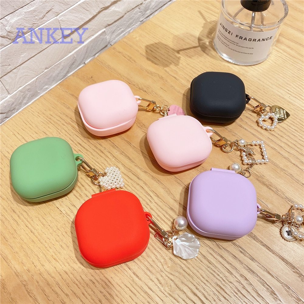 Luxury Love heart pearl Soft Cover for Samsung Galaxy Buds Live / Buds + Case Redmi AirDots 2 / Xiaomi Air 2 SE / Oppo W51 / Huawei Freebuds Pro Bluetooth Headset Charging Box Cover Headphone Skin Decor