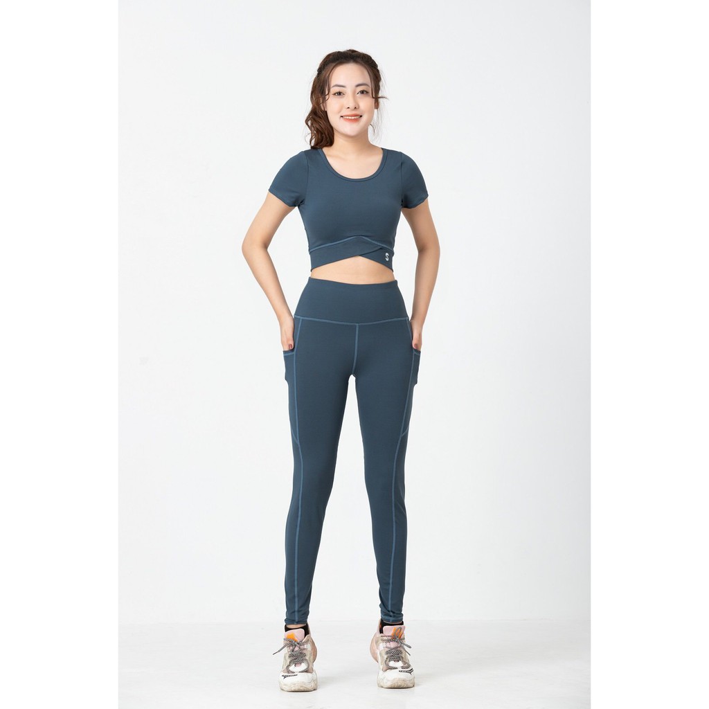 { ẢNH THẬT }SET ĐỒ TẬP NỮ BỘ TẬP CROPTOP CỘC TAY QUẦN DÀI TẬP YOGA GYM NỮ, ĐỒNG PHỤC LỚP YOGA