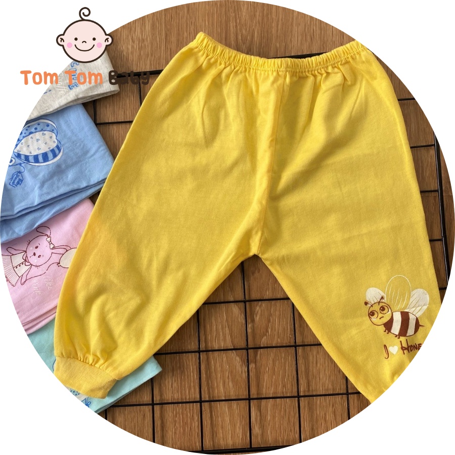 COMBO 5 quần sơ sinh cotton Thái Hà Thịnh | Mẫu dài màu bo gấu | Size 1-5 cho bé sơ sinh-12kg | quần áo sơ sinh