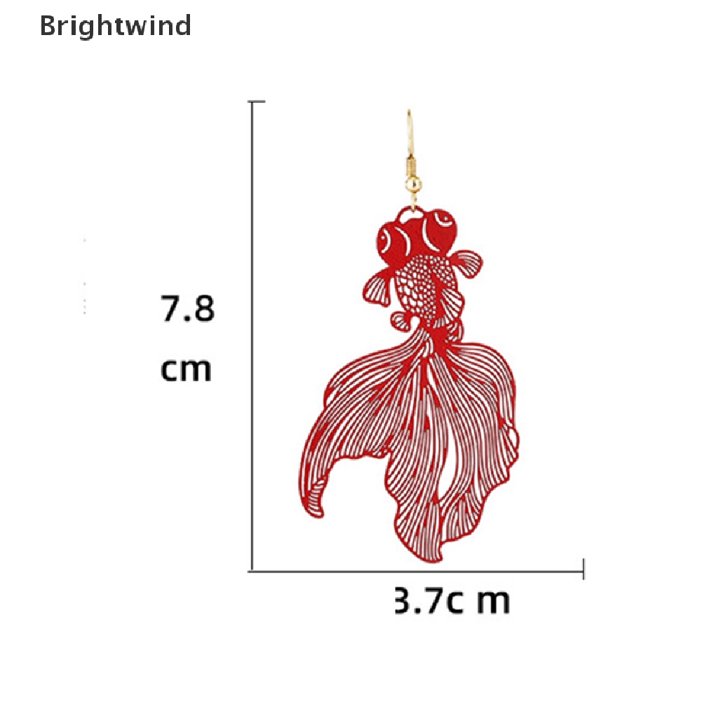 [Brightwind] Fashion Koi Earrings Pendant Hollow Goldfish Drop Earring for Women Gift Jewelry Hot Sell