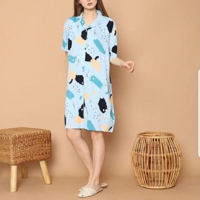Ds Đầm Cotton Rayon Mặc Ở Nhà Cài Nút Phía Trước Cho Phụ Nữ Tuổi Teen / Mẹ Đang Cho Con Bú ♤