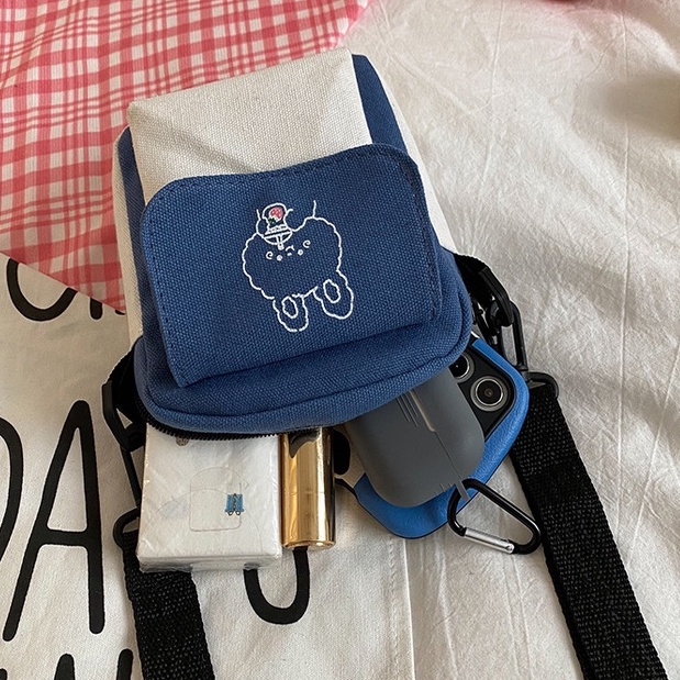 [Tặng kèm huy hiệu thỏ] Túi đeo vai mini cute vải dành cho nữ mùa hè mới phong cách Hàn Quốc Jelishop